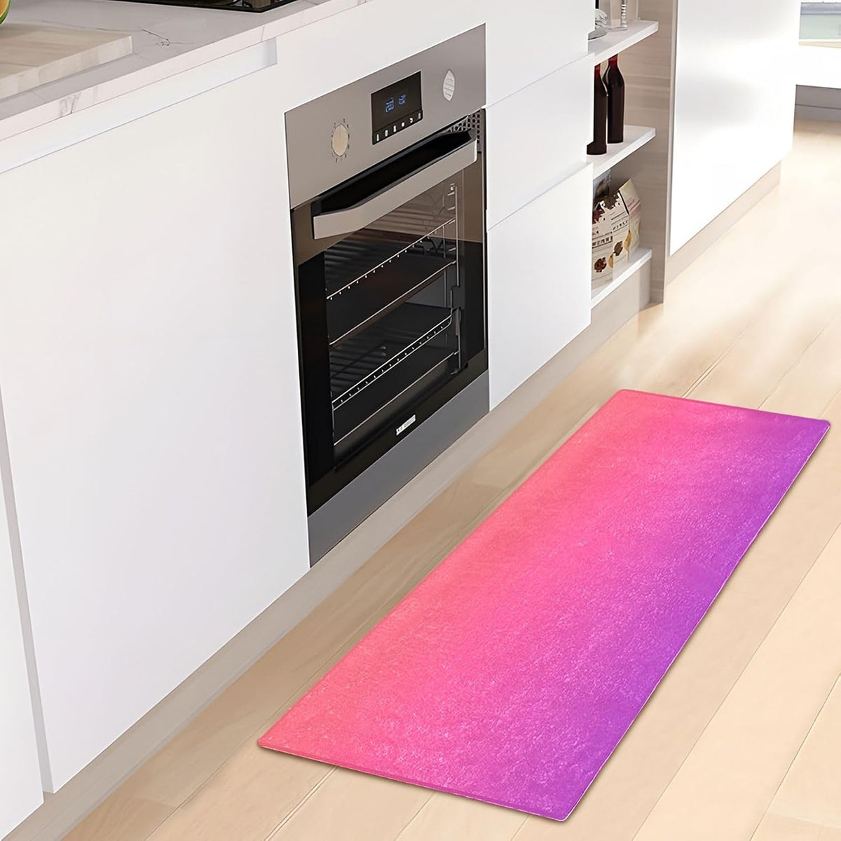 Bath Mat 39x20 Inch, Pink Solid Color Soft Absorbent Plush Rug, Non-Slip Washable Floor Mat for Bathroom Bedroom Kitchen Entryway Carpet