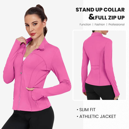 Women's Workout Jackets Lightweight Zip Up Athletic Jackets for Running Gym