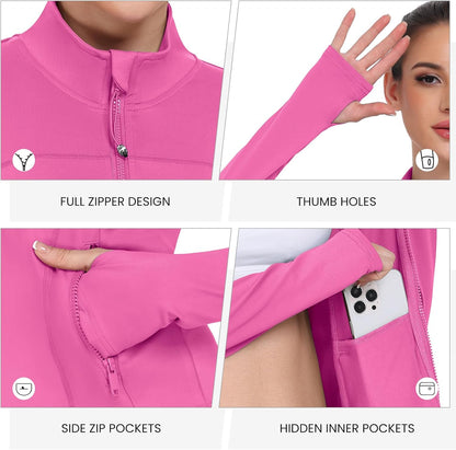 Women's Workout Jackets Lightweight Zip Up Athletic Jackets for Running Gym