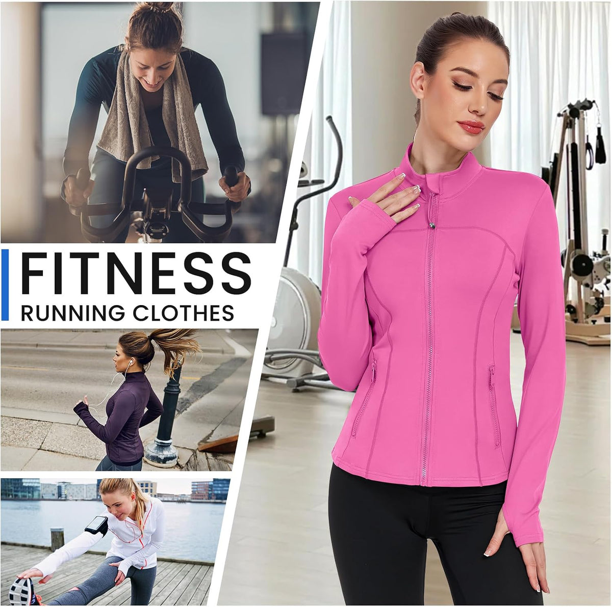 Women's Workout Jackets Lightweight Zip Up Athletic Jackets for Running Gym