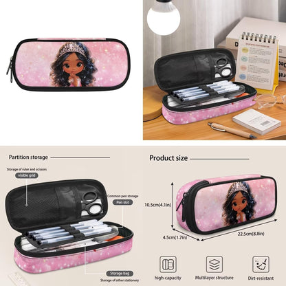 HUIACONG Girls Crown Girl Backpack Set with Portable Lunch Bag and Pencil Holder 17 Inch Pink Bookbag 3 Pcs for Ages 10-12
