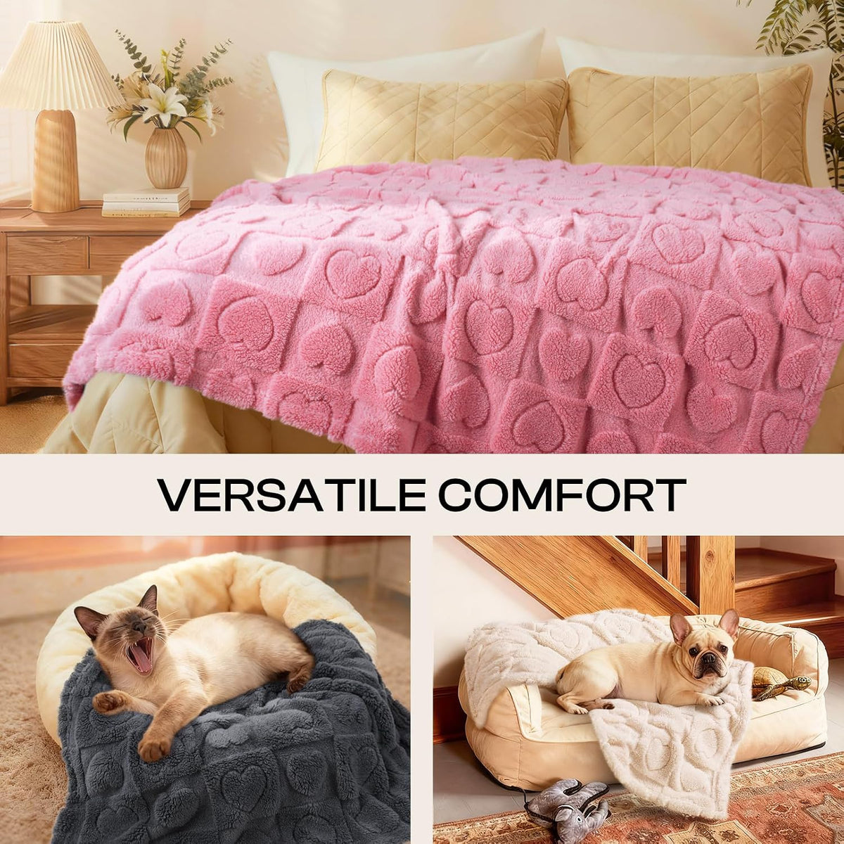 Small Dog Blanket Washable Pet Bed Cover Soft Fluffy Puppy Blanket with Premium Fleece 300GSM Cozy Calming Cat Blankets for Indoor Cats Pink 41x31 inch