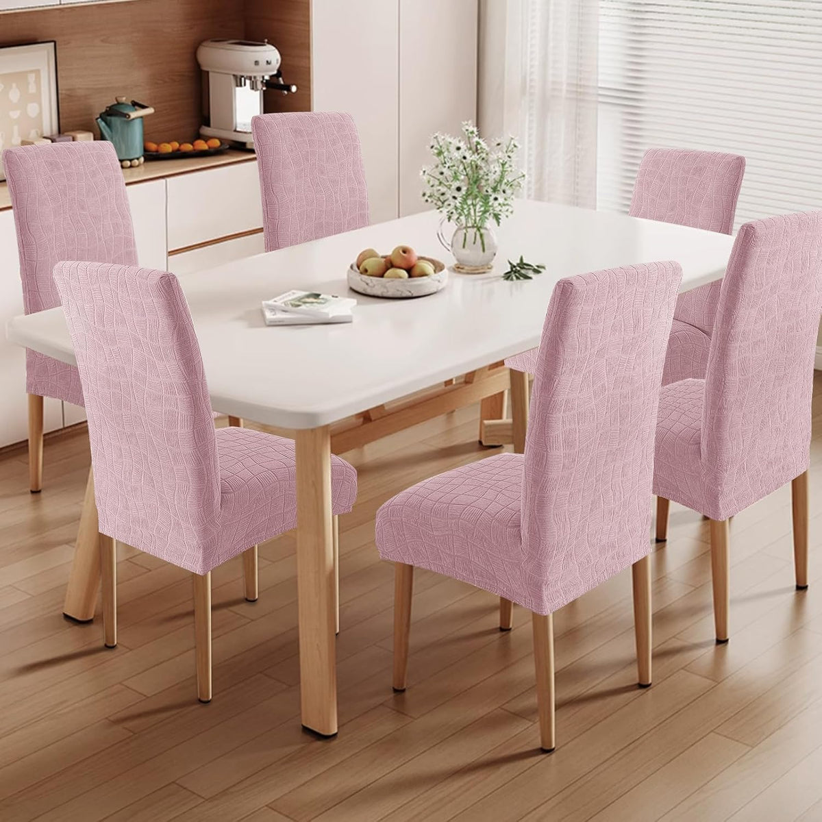 SYSLOON Waterproof Chair Covers for Dining Chairs – 4 Pack,Pink