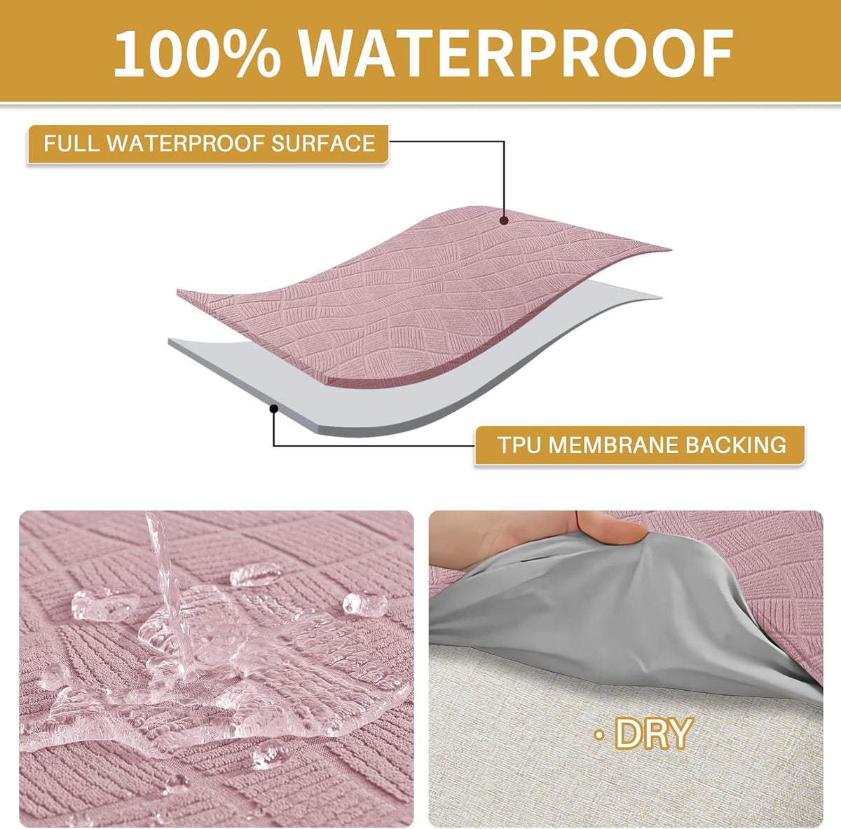 SYSLOON Waterproof Chair Covers for Dining Chairs – 4 Pack,Pink