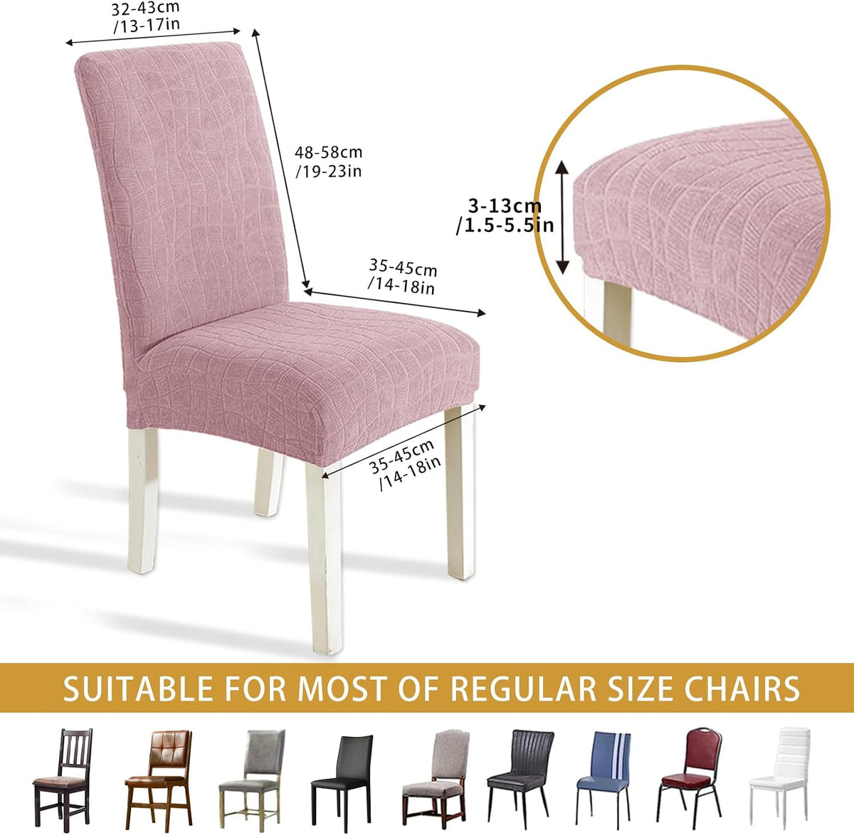 SYSLOON Waterproof Chair Covers for Dining Chairs – 4 Pack,Pink