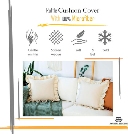 Microfiber Ruffle Pillow Shams Set of 2, 26X26 - Solid Ruffled Fringe Design Covers - Soft & Breathable Unique Collection Decorative Cases - Baby Pink