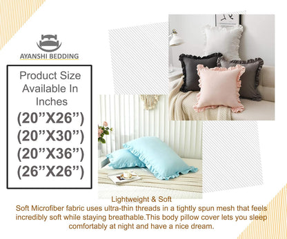 Microfiber Ruffle Pillow Shams Set of 2, 26X26 - Solid Ruffled Fringe Design Covers - Soft & Breathable Unique Collection Decorative Cases - Baby Pink