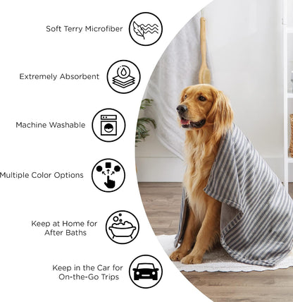Pet Grooming Microfiber Towel, Embroidered Collection, X-Large,41x23.5", Pink