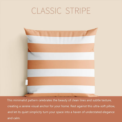 Peach Stripe Square Pillowcase Zippered Double Sided Printing 16x16 Inches Decorative Throw Pillow Case Cushion Cover