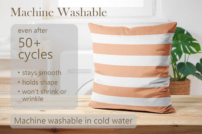 Peach Stripe Square Pillowcase Zippered Double Sided Printing 16x16 Inches Decorative Throw Pillow Case Cushion Cover