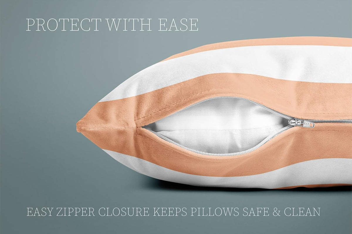 Peach Stripe Square Pillowcase Zippered Double Sided Printing 16x16 Inches Decorative Throw Pillow Case Cushion Cover