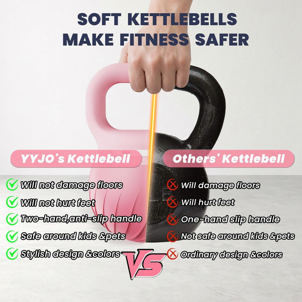 Soft Kettlebell - Shook Resistance Base Anti-Slip, Wide-Grip Handle 5/10/15 LBS Weights Strength and Safety for Women and Men Workout- Color Coded