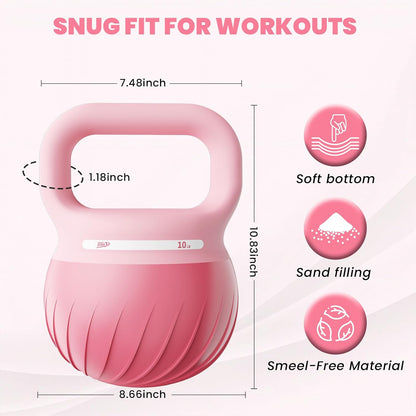 Soft Kettlebell - Shook Resistance Base Anti-Slip, Wide-Grip Handle 5/10/15 LBS Weights Strength and Safety for Women and Men Workout- Color Coded