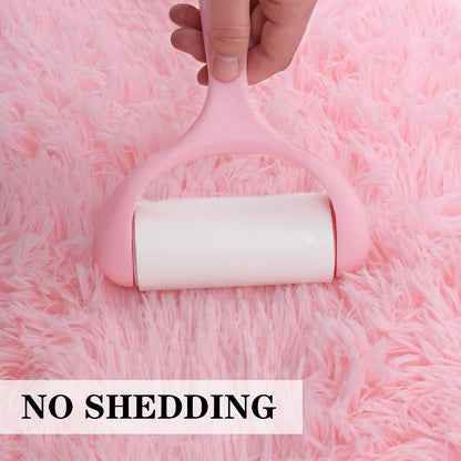 Pink Fluffy Bedroom Rug 3x5 ft, Shag Plush Area Rug
