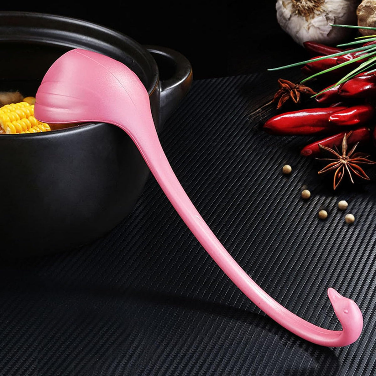 Swan Shaped Soup Ladle, Large Capacity Long Handle Spoon, with Standing Design for Home Kitchen ()