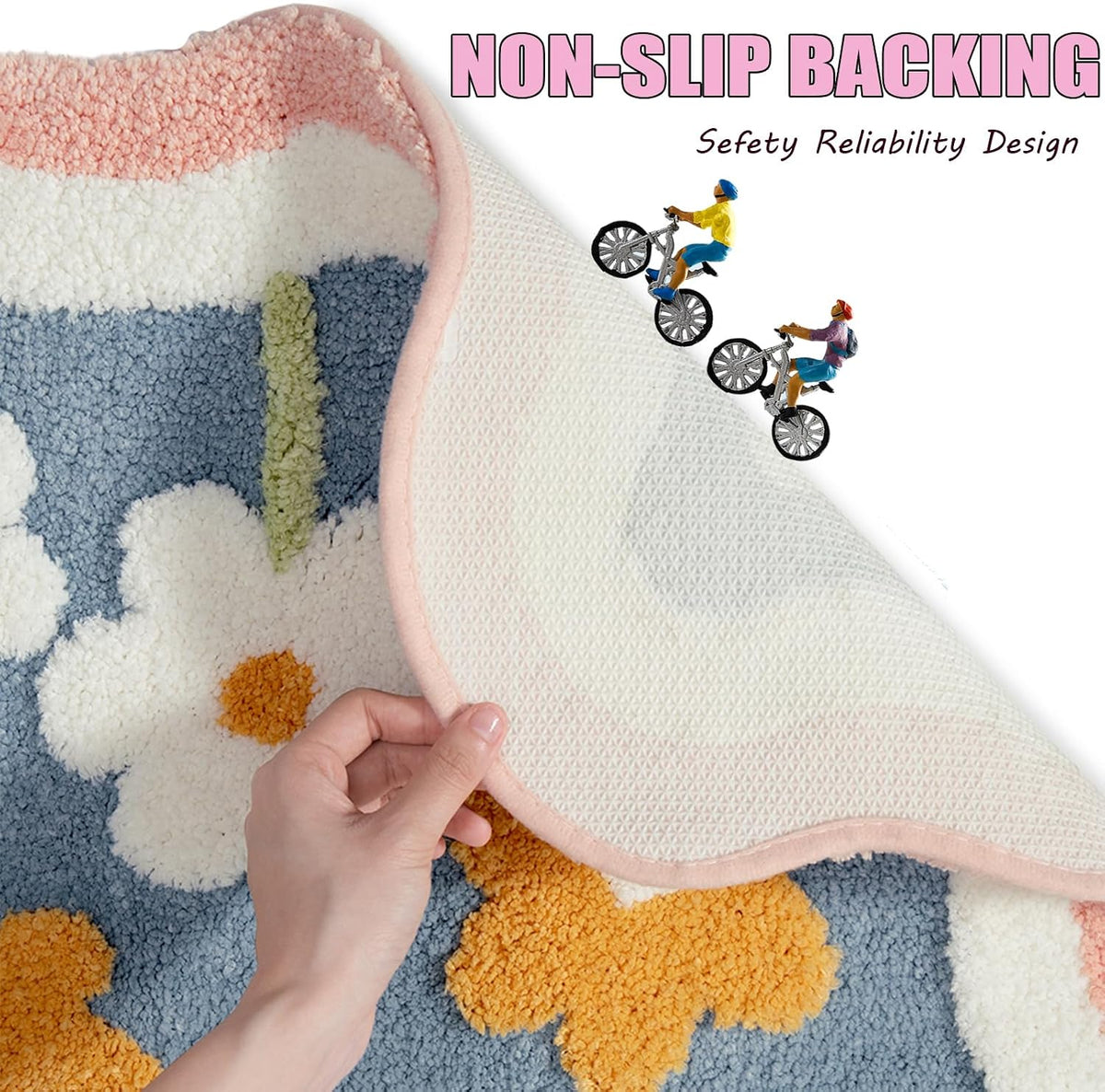 Bathroom Rug Set 2 Piece, Pink Microfiber Bath Mat & U-Shaped Toilet Rug, Non-Slip Washable Carpet 32x20 & 22x20