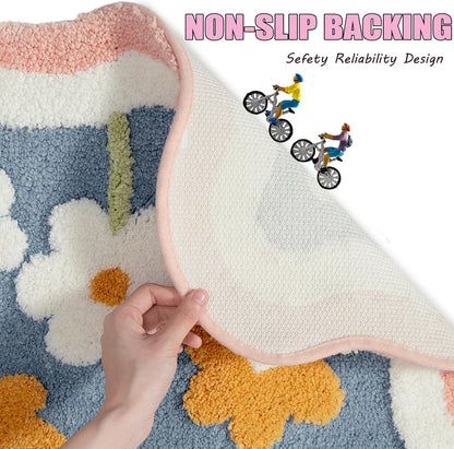 Bathroom Rug Set 2 Piece, Pink Microfiber Bath Mat & U-Shaped Toilet Rug, Non-Slip Washable Carpet 32x20 & 22x20