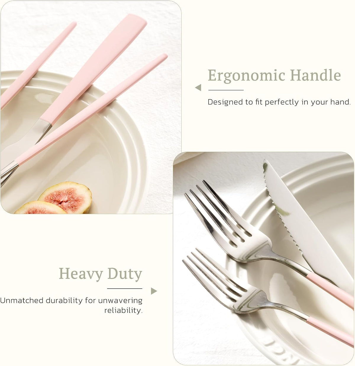 25-Pieces Silverware Set with Steak Knives for 4 - Great Food-Grade Stainless Steel Flatware Set, Mirror-polished Cutlery Utensil Sets, Ideal for Home Restaurant & Banquet Use, Pink