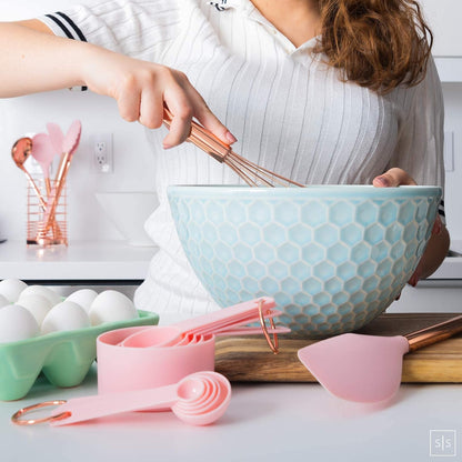 Copper and Pink Kitchen Utensils Set, 17-Piece