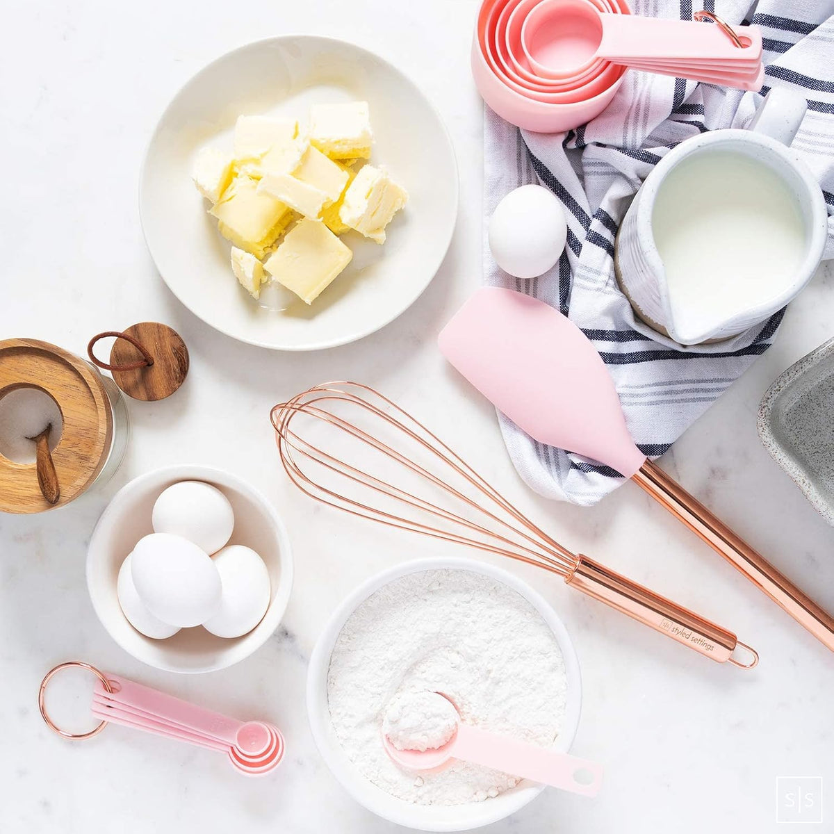 Copper and Pink Kitchen Utensils Set, 17-Piece