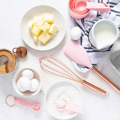 Copper and Pink Kitchen Utensils Set, 17-Piece