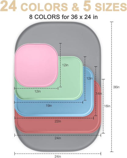 Waterproof Silicone Pet Food Mat with Raised Edge for Dog & Cat