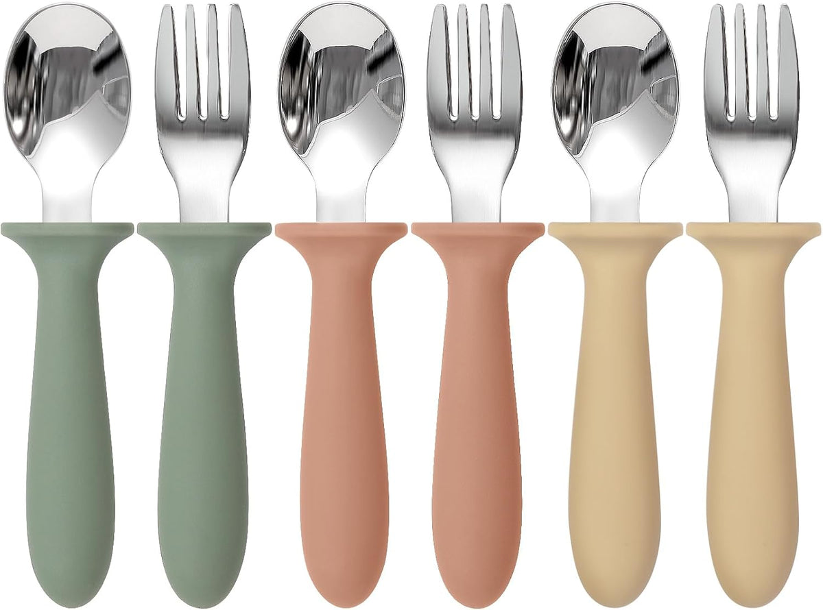 6 Pack Toddler Utensils, Children Safe Spoons and Forks Set