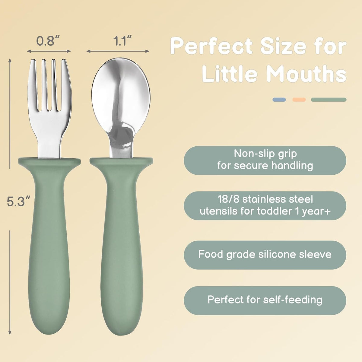 6 Pack Toddler Utensils, Children Safe Spoons and Forks Set