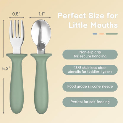 6 Pack Toddler Utensils, Children Safe Spoons and Forks Set