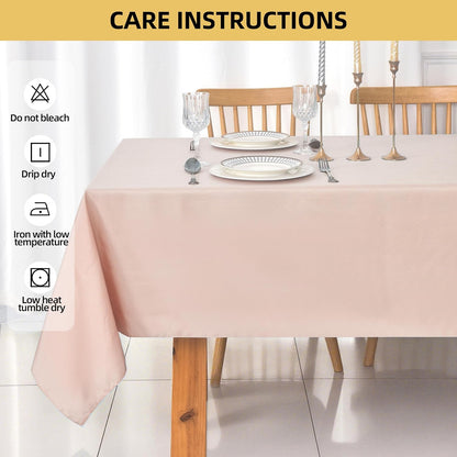 2-Pack 60x102 inch Dusty Pink Table Cloths, Solid Stain and Wrinkle Resistant Oblong Tablecloth, Premium Plain Weave Polyester Fabric Rectangle Table Linen Covers for Hotel, Wedding