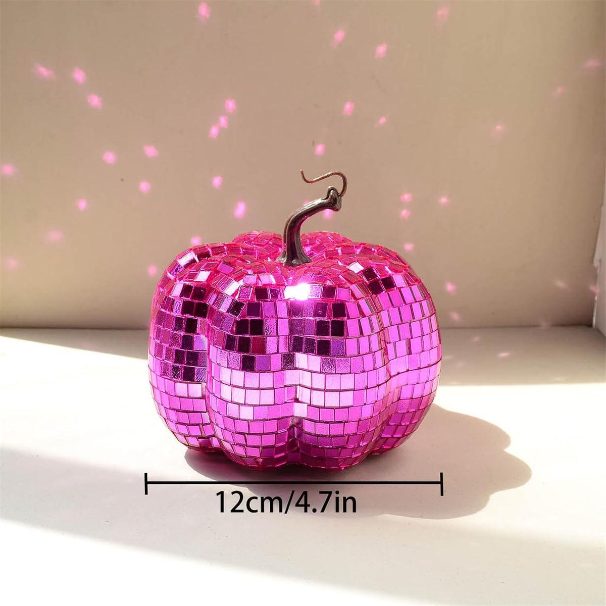 Halloween Pumpkin Disco Ball Sculpture,Tabletop Pink Mirror Ball Ornaments,Autumn Pumpkin Disco Balls,Cool Reflective Light Mirror Balls Decorative for DJ Club Party,Music Festival (Pink,2.36")