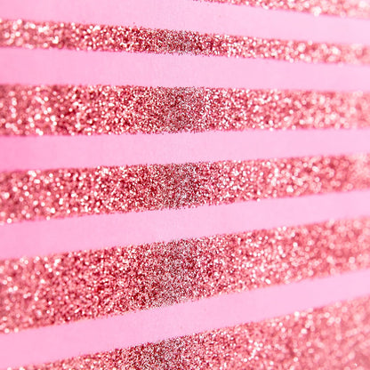 9" Medium Gift Bag with Tissue Paper (Pink Glitter Stripes) for Valentines Day, Birthdays, Baby Showers, Bridal Showers or Any Occasion