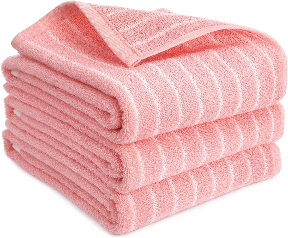 3 Pack Hand Towels 100% Cotton Soft Absorbent 13” x 29” Pink