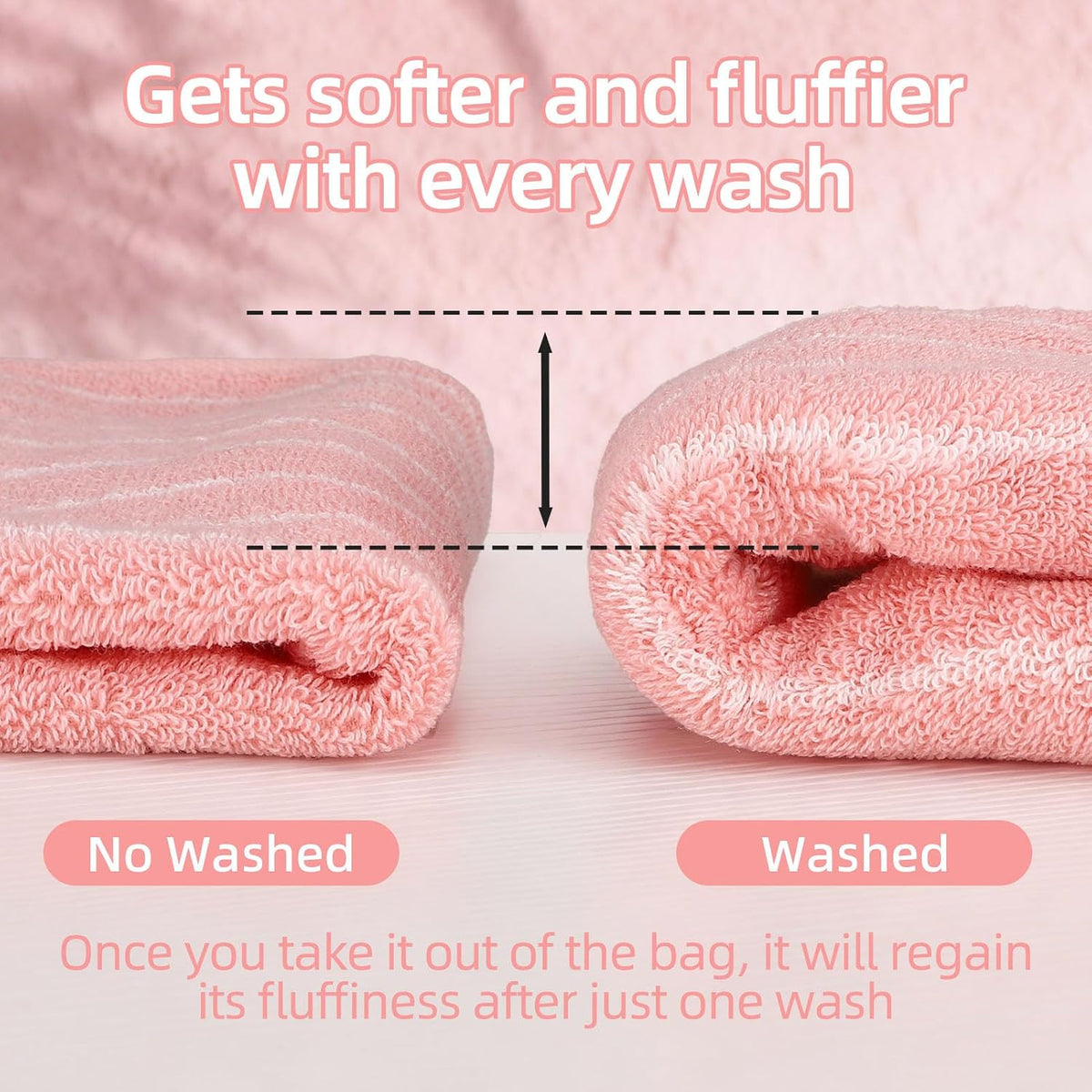 3 Pack Hand Towels 100% Cotton Soft Absorbent 13” x 29” Pink