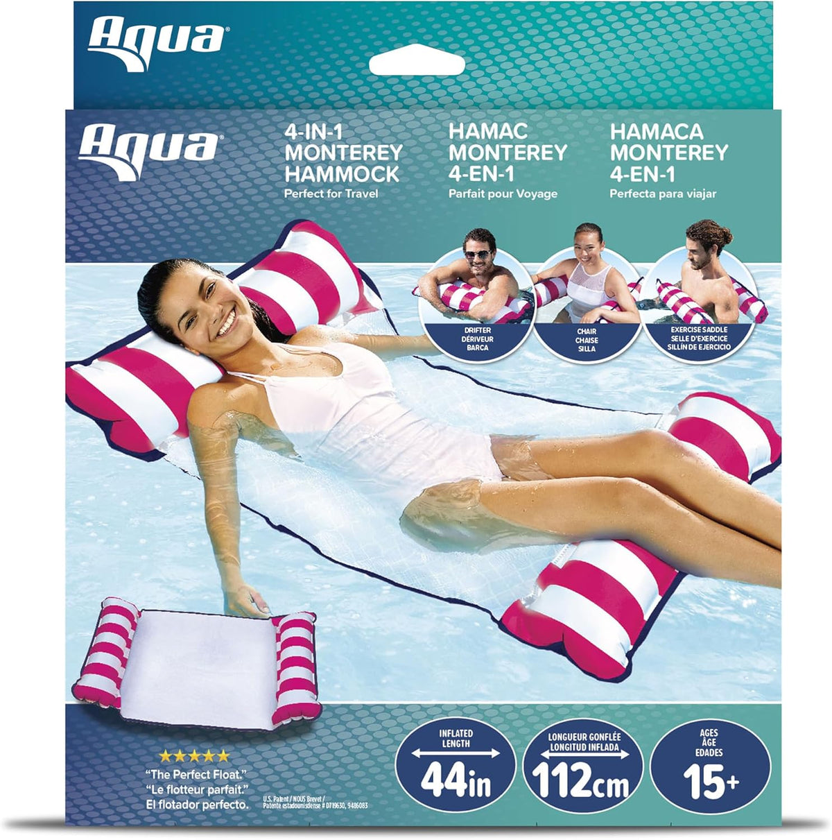 4-in-1 Monterey Hammock Pool Float & Water Hammocks – 2-3-4 Multipacks – Multiple Colors/Styles – for Adults and Kids Floating