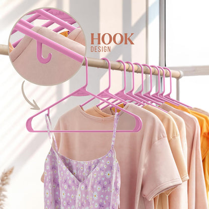 Plastic Hangers 20 Pack Pink - Clothes Hangers - Makes The Perfect Coat Hanger and General Space Saving Hangers for Closet and New Apartment Essentials - Percheros Ganchos para Colgar Ropa Hangars