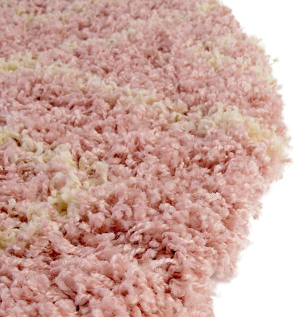 Lattice Shag Collection Rug – 3 Ft Round Light Pink Shag-Pile Rug Perfect for Kitchens, Dining Rooms