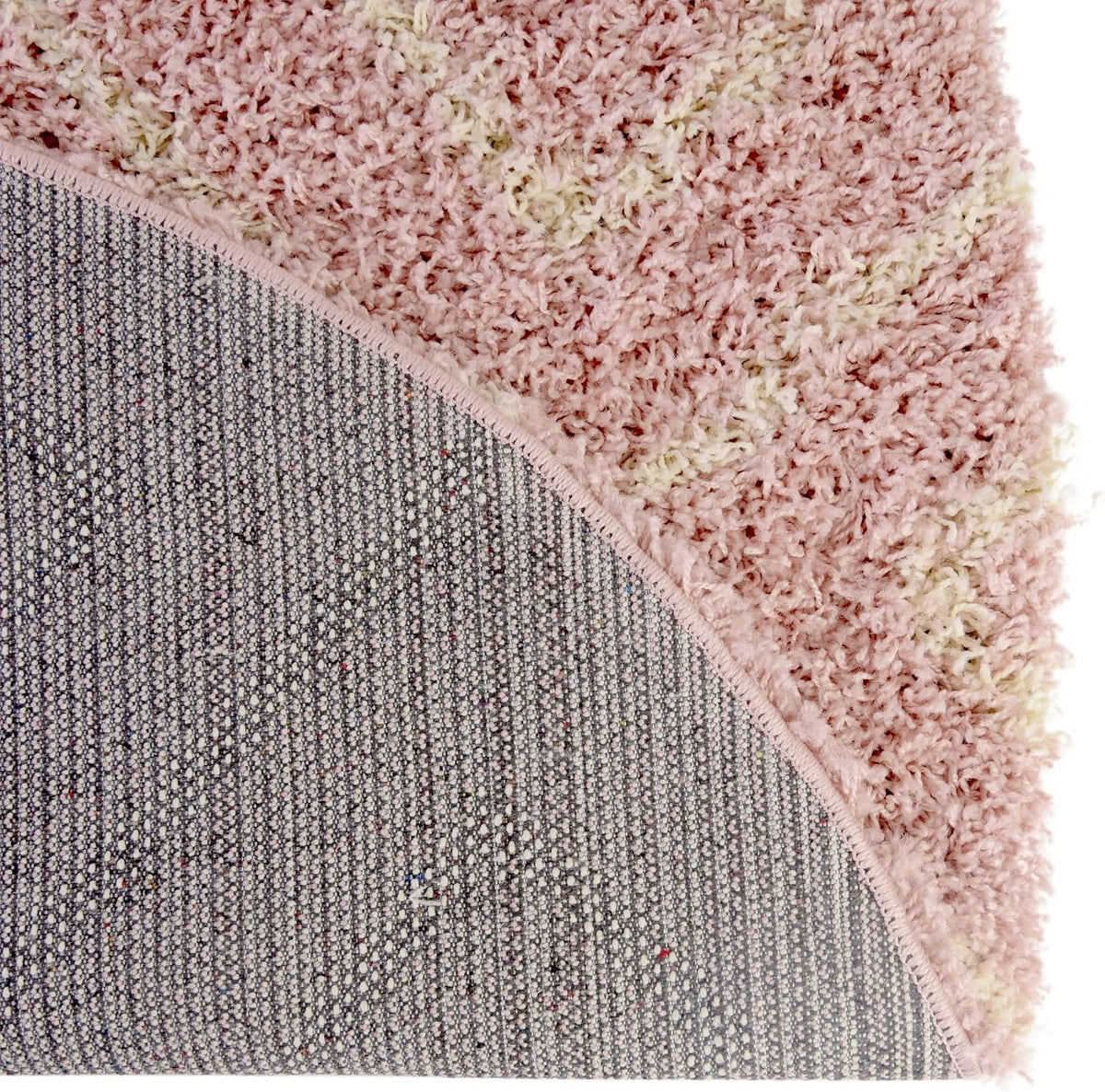 Lattice Shag Collection Rug – 3 Ft Round Light Pink Shag-Pile Rug Perfect for Kitchens, Dining Rooms