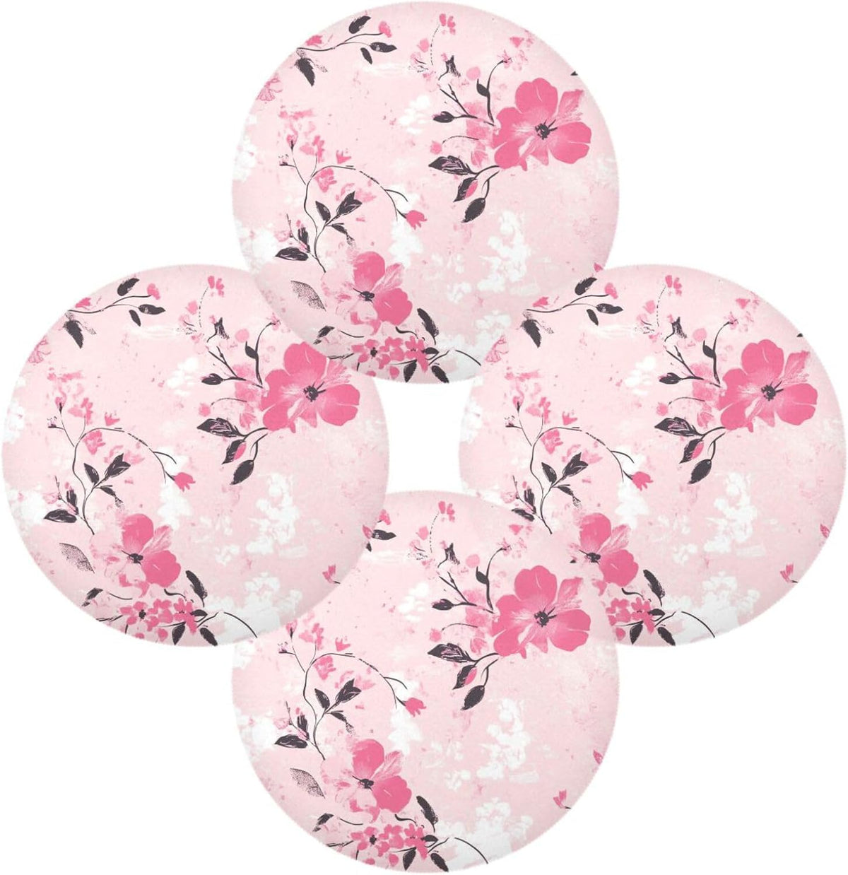 Floral Pattern Peach Round Reversible placemats Reusable placemat Dining Table Plate mats placemats Heat Resistant Waterproof Kitchen placemats Set of 6 15.4x15.4in