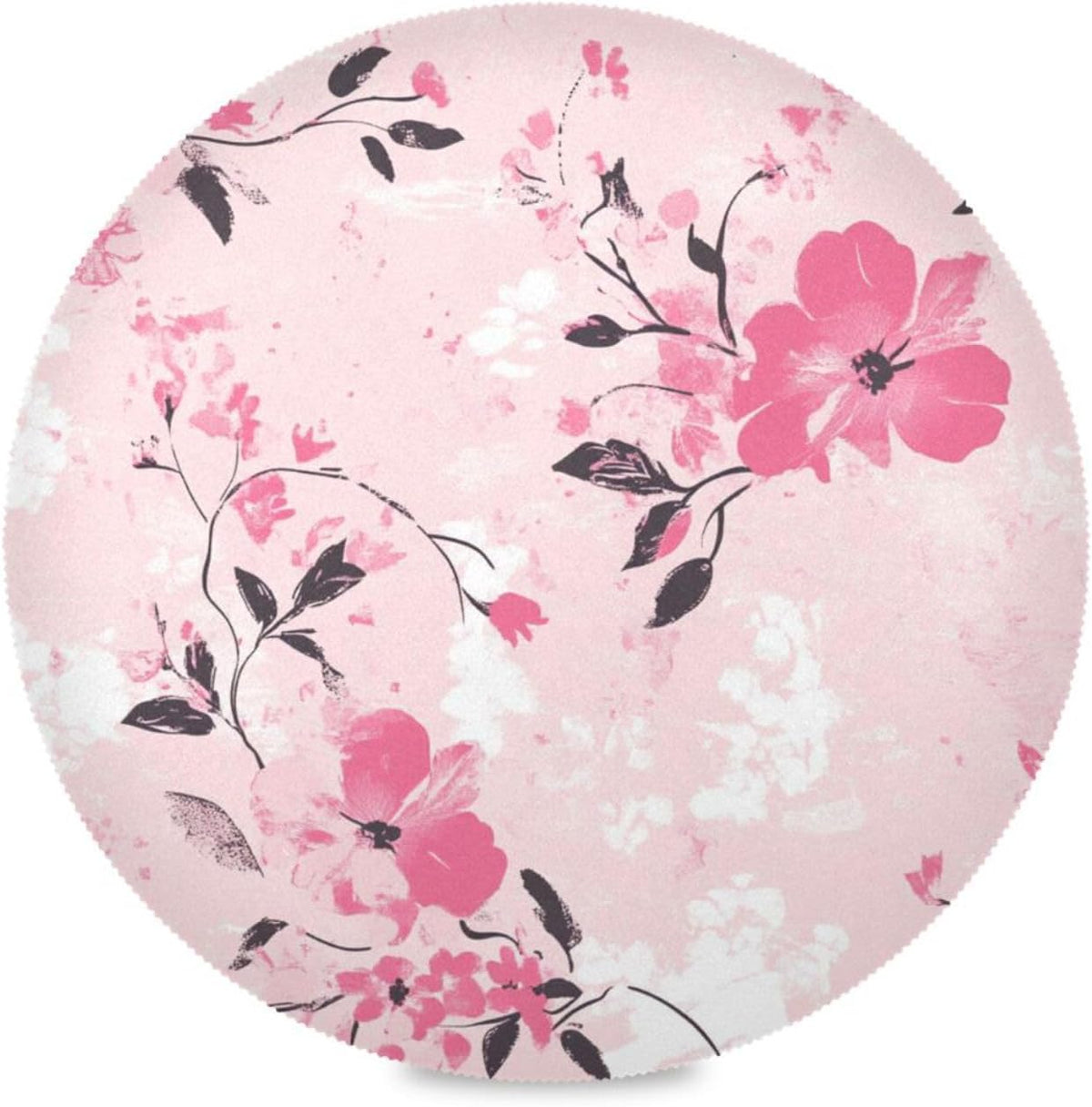 Floral Pattern Peach Round Reversible placemats Reusable placemat Dining Table Plate mats placemats Heat Resistant Waterproof Kitchen placemats Set of 6 15.4x15.4in