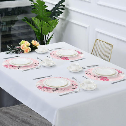 Floral Pattern Peach Round Reversible placemats Reusable placemat Dining Table Plate mats placemats Heat Resistant Waterproof Kitchen placemats Set of 6 15.4x15.4in
