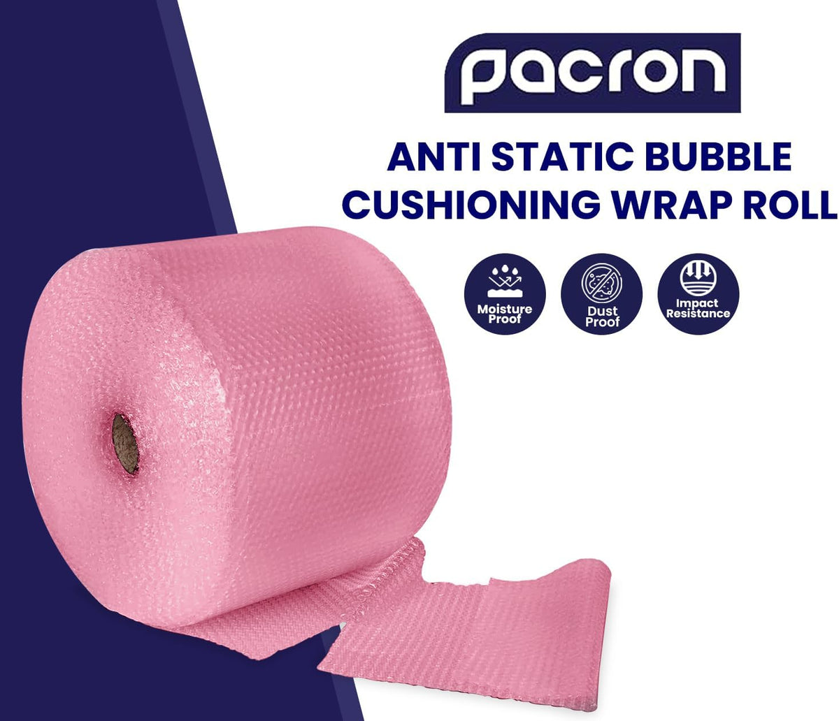 Anti-Static Bubble Roll Wrap 12" x 225', 2-Pack Perforated ESD Cushioning