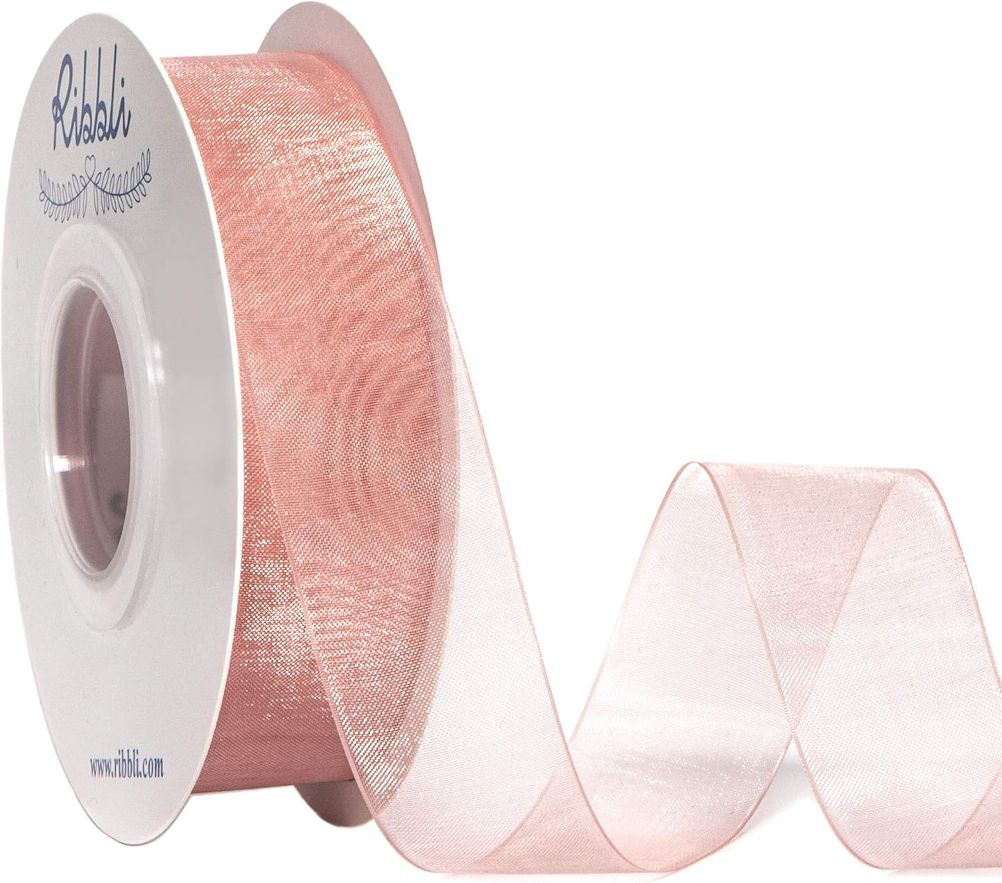 Sweet Nectar Pink Sheer Organza Ribbon,1 Inches x Continuous 50 Yard,Rose Ribbon for Gift Wrapping,Bouquet Wrapping,Wedding Decoration,All Crafting and Sewing