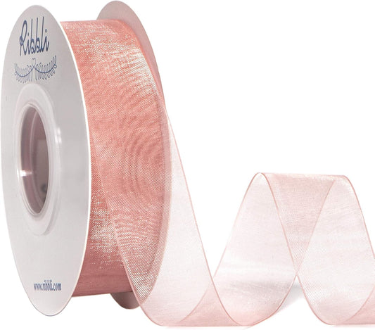 Sweet Nectar Pink Sheer Organza Ribbon,1 Inches x Continuous 50 Yard,Rose Ribbon for Gift Wrapping,Bouquet Wrapping,Wedding Decoration,All Crafting and Sewing