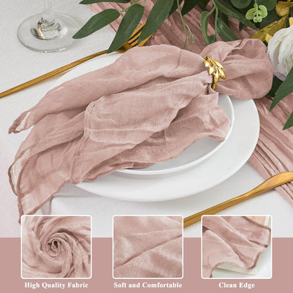 12 Pack Cheesecloth Napkins 20"x20" Dusty Pink Boho Gauze Cheese Cloth Napkins Bulk Rustic Dinner Table Decor for Wedding Bridal Baby Shower Party