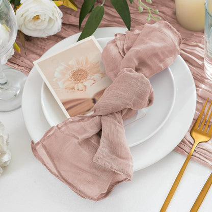 12 Pack Cheesecloth Napkins 20"x20" Dusty Pink Boho Gauze Cheese Cloth Napkins Bulk Rustic Dinner Table Decor for Wedding Bridal Baby Shower Party