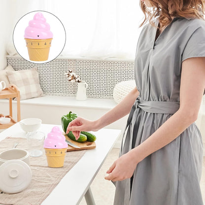 Cute Pink Ice Cream Mechanical Kitchen Timer - Wind up Cooking Timer Reminder for Boiling Eggs and Baking