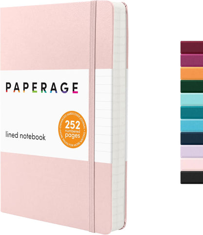 Lined Journal Notebook, Hardcover Journal for Women & Men, 252 Pages, (5.6 in x 8 in), College Ruled Journaling Notebook for Work, School Supplies & Note Taking, (Blush)
