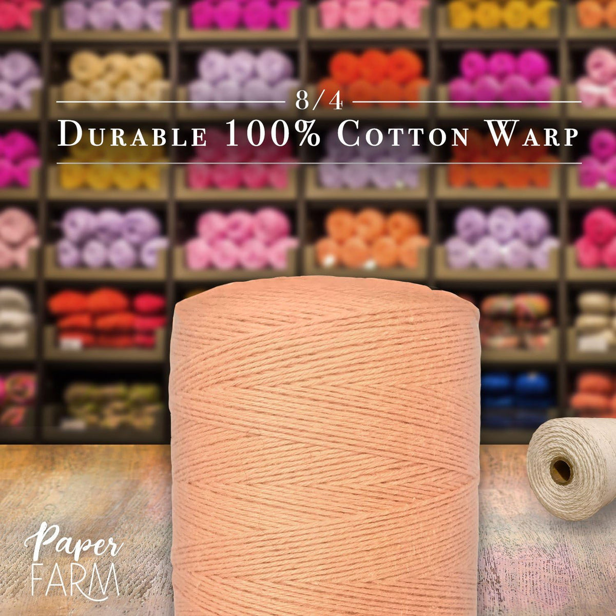 100% Cotton Loom Warp Thread (Peach), 8/4 Warp Yarn (800 Yards), Perfect for Weaving: Carpet, Tapestry, Rug, Blanket or Pattern - Warping Thread for Any Loom