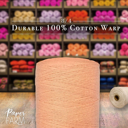 100% Cotton Loom Warp Thread (Peach), 8/4 Warp Yarn (800 Yards), Perfect for Weaving: Carpet, Tapestry, Rug, Blanket or Pattern - Warping Thread for Any Loom